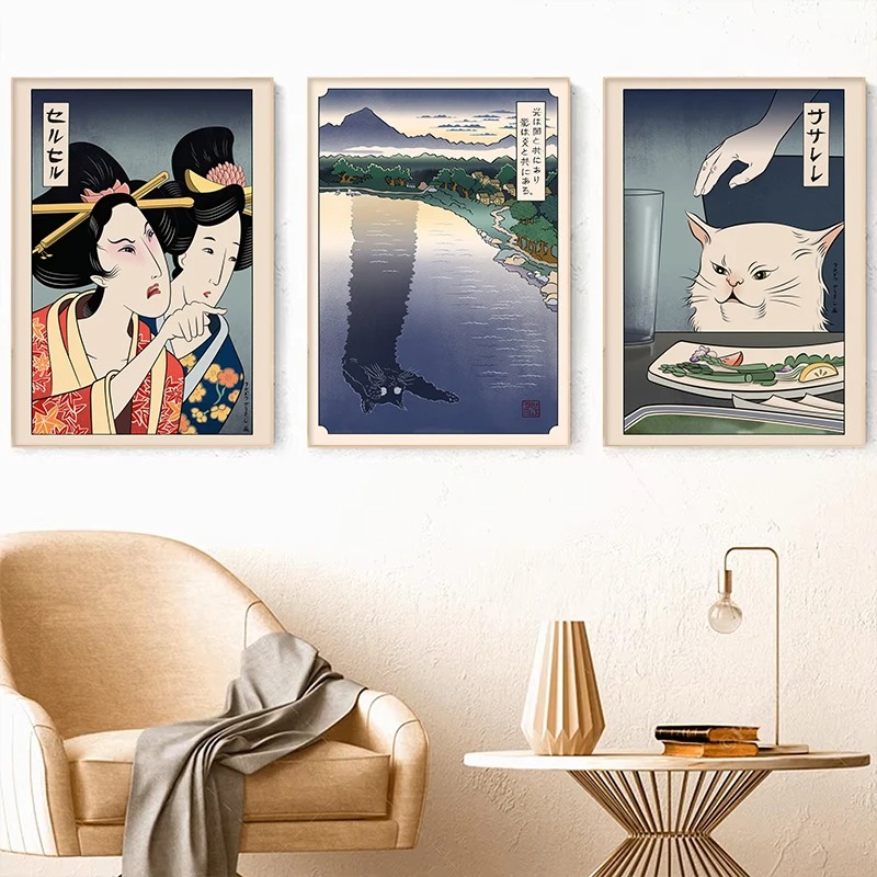 Japanese Lifestyle At Home - Cetak Poster Gaya Ukiyoe Jepang Wanita