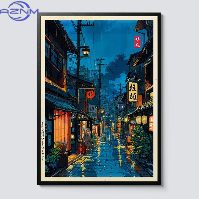 Japanese Tokyo Lifestyle - AZNM Poster Seni Dinding Adegan Kafe