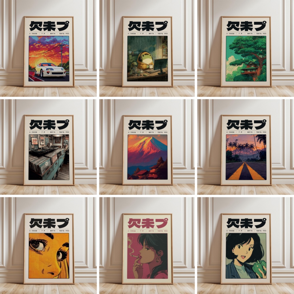 Japanese Tokyo Lifestyle - Poster Budaya Pop Vaporwave Tokyo Retro