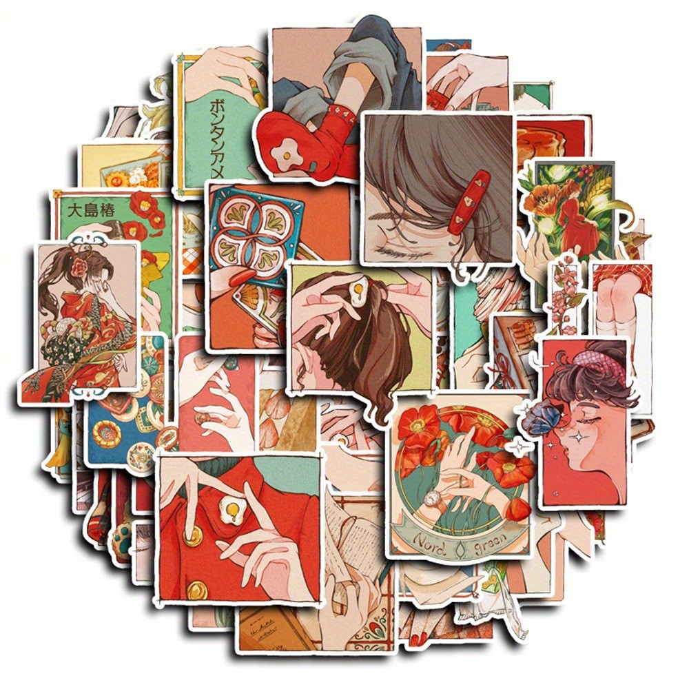 50Pcs Stiker Gaya Tradisional  - Japanese Traditional Lifestyle ulasan dan harga
